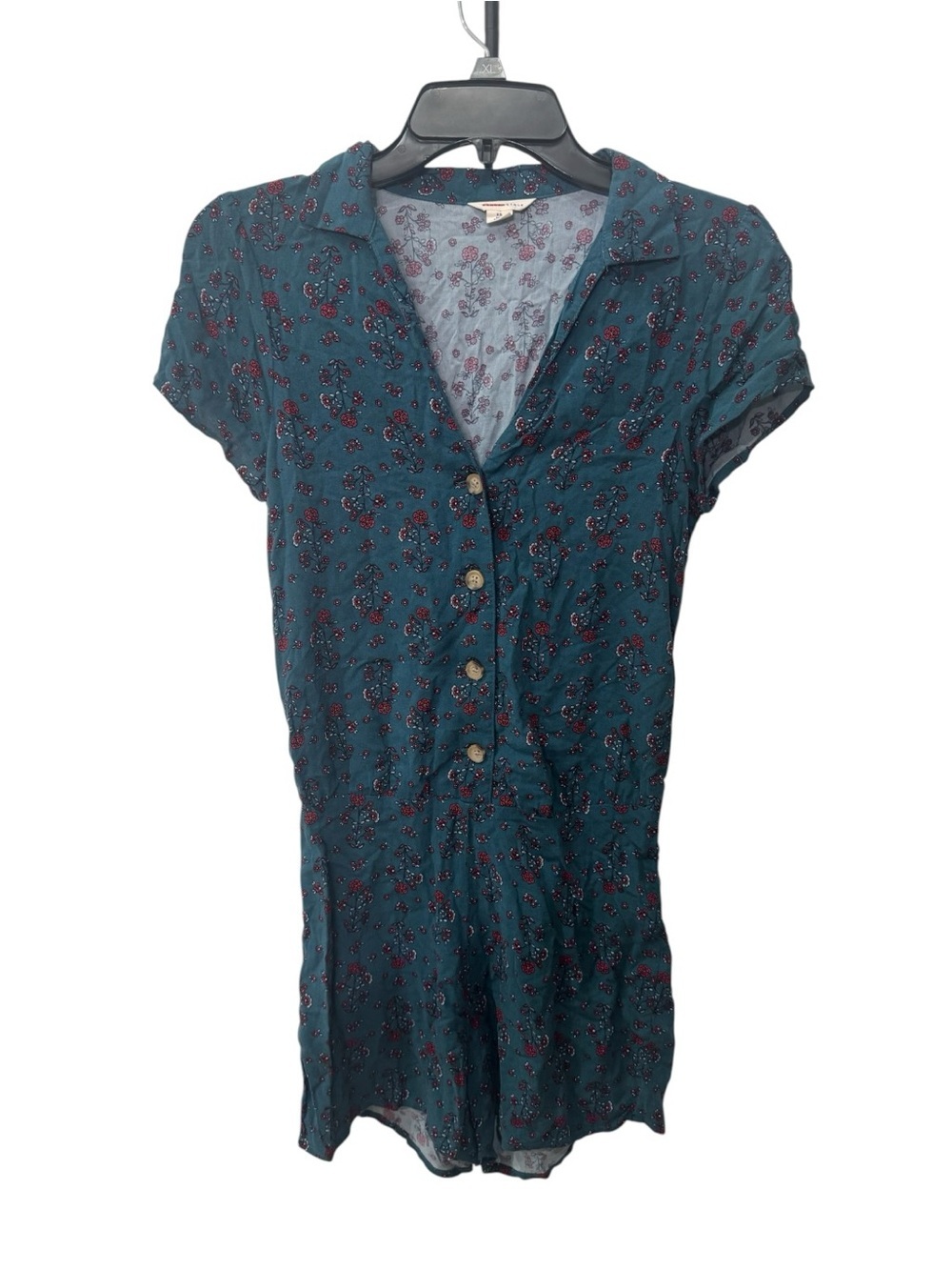 Aeropostale Teal Top with Pink Floral Print size XS